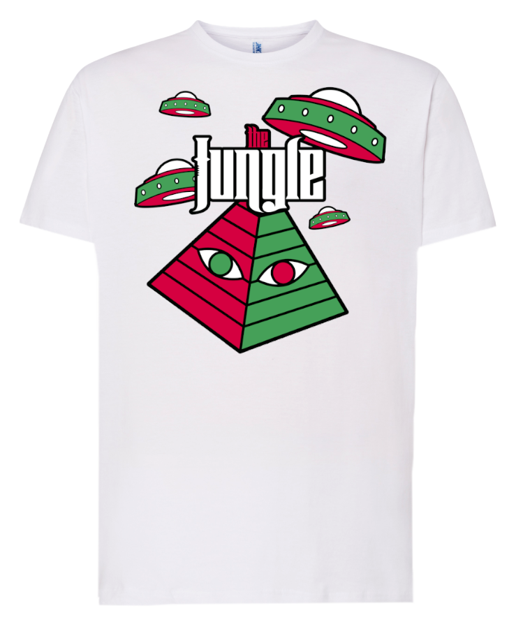 camiseta piramide the jungle blanca
